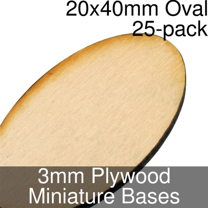Miniature Bases, Oval, 20x40mm, 3mm Plywood (25)-Miniature Bases-LITKO Game Accessories