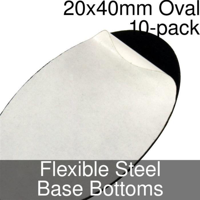Miniature Base Bottoms, Oval, 20x40mm, Flexible Steel (10)-Miniature Bases-LITKO Game Accessories