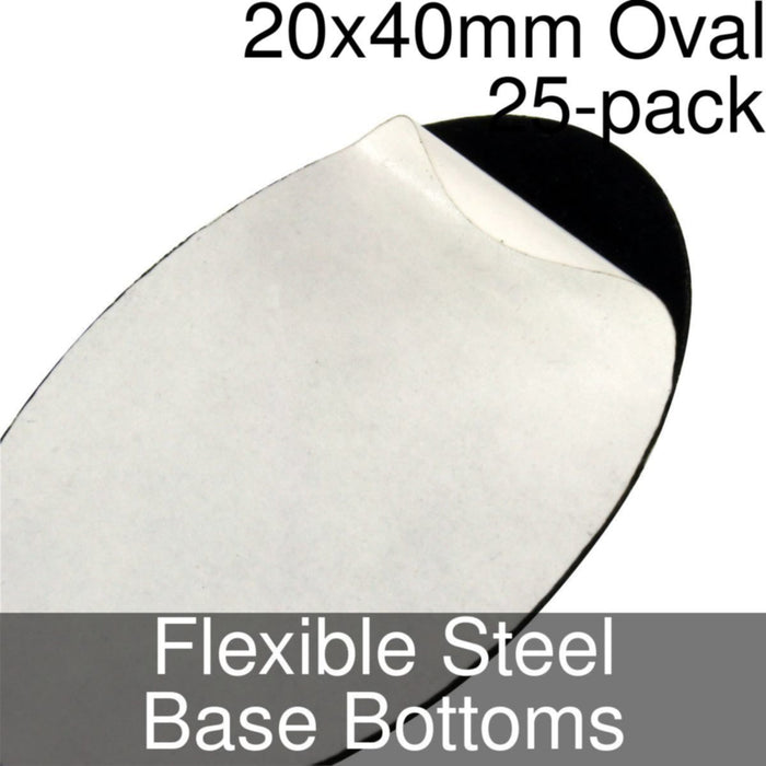 Miniature Base Bottoms, Oval, 20x40mm, Flexible Steel (25)-Miniature Bases-LITKO Game Accessories