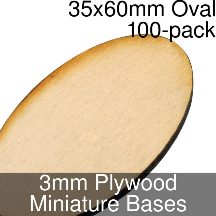 Miniature Bases, Oval, 35x60mm, 3mm Plywood (100)-Miniature Bases-LITKO Game Accessories