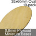 Miniature Bases, Oval, 35x60mm, 0.8mm Plywood (10)-Miniature Bases-LITKO Game Accessories