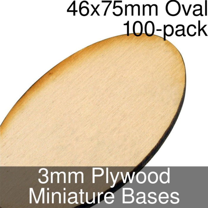 Miniature Bases, Oval, 46x75mm, 3mm Plywood (100)-Miniature Bases-LITKO Game Accessories