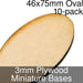 Miniature Bases, Oval, 46x75mm, 3mm Plywood (10)-Miniature Bases-LITKO Game Accessories