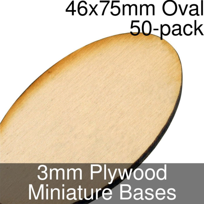 Miniature Bases, Oval, 46x75mm, 3mm Plywood (50)-Miniature Bases-LITKO Game Accessories