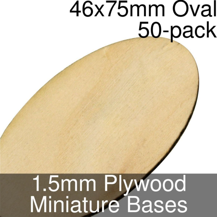 Miniature Bases, Oval, 46x75mm, 1.5mm Plywood (50)-Miniature Bases-LITKO Game Accessories