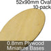 Miniature Bases, Oval, 52x90mm, 0.8mm Plywood (10)-Miniature Bases-LITKO Game Accessories