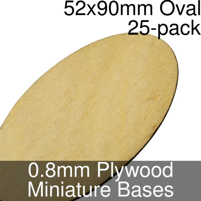 Miniature Bases, Oval, 52x90mm, 0.8mm Plywood (25)-Miniature Bases-LITKO Game Accessories