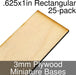 Miniature Bases, Rectangular, .625x1inch, 3mm Plywood (25)-Miniature Bases-LITKO Game Accessories