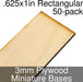 Miniature Bases, Rectangular, .625x1inch, 3mm Plywood (50)-Miniature Bases-LITKO Game Accessories