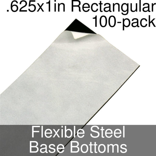 Miniature Base Bottoms, Rectangular, .625x1inch, Flexible Steel (100)-Miniature Bases-LITKO Game Accessories