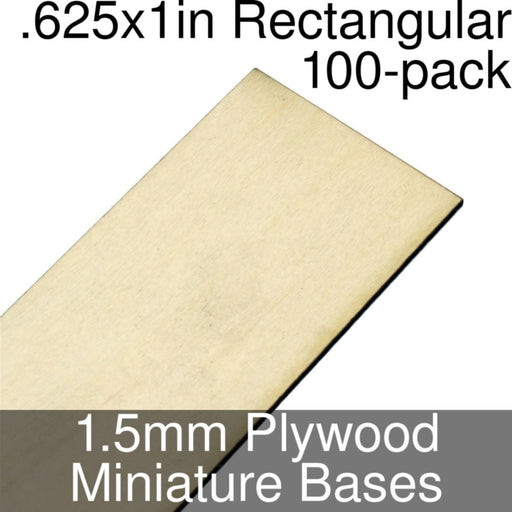 Miniature Bases, Rectangular, .625x1inch, 1.5mm Plywood (100)-Miniature Bases-LITKO Game Accessories