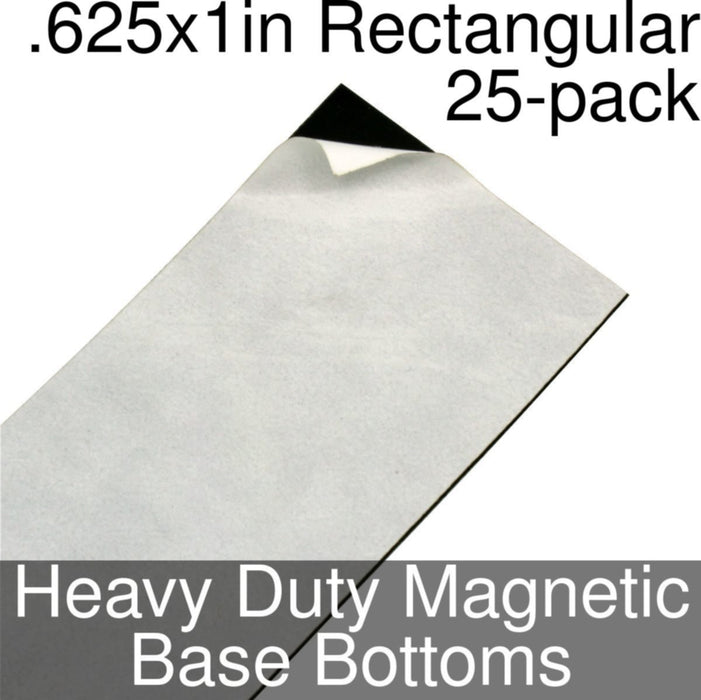 Miniature Base Bottoms, Rectangular, .625x1inch, Heavy Duty Magnet (25)-Miniature Bases-LITKO Game Accessories