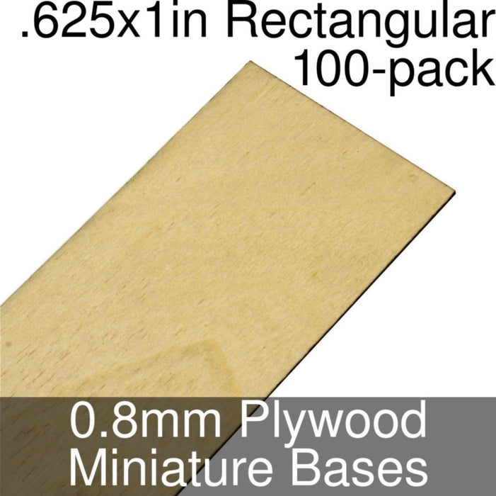 Miniature Bases, Rectangular, .625x1inch, 0.8mm Plywood (100)-Miniature Bases-LITKO Game Accessories