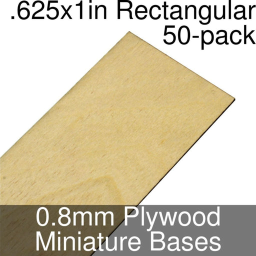 Miniature Bases, Rectangular, .625x1inch, 0.8mm Plywood (50)-Miniature Bases-LITKO Game Accessories