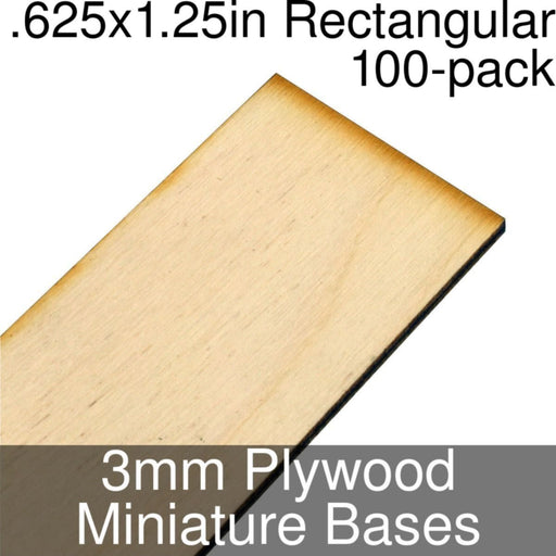 Miniature Bases, Rectangular, .625x1.25inch, 3mm Plywood (100)-Miniature Bases-LITKO Game Accessories