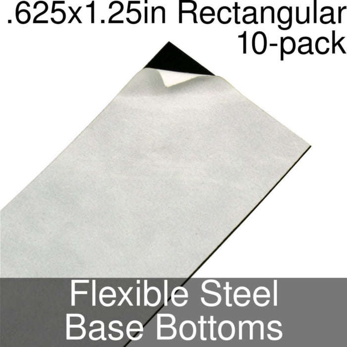 Miniature Base Bottoms, Rectangular, .625x1.25inch, Flexible Steel (10) - LITKO Game Accessories