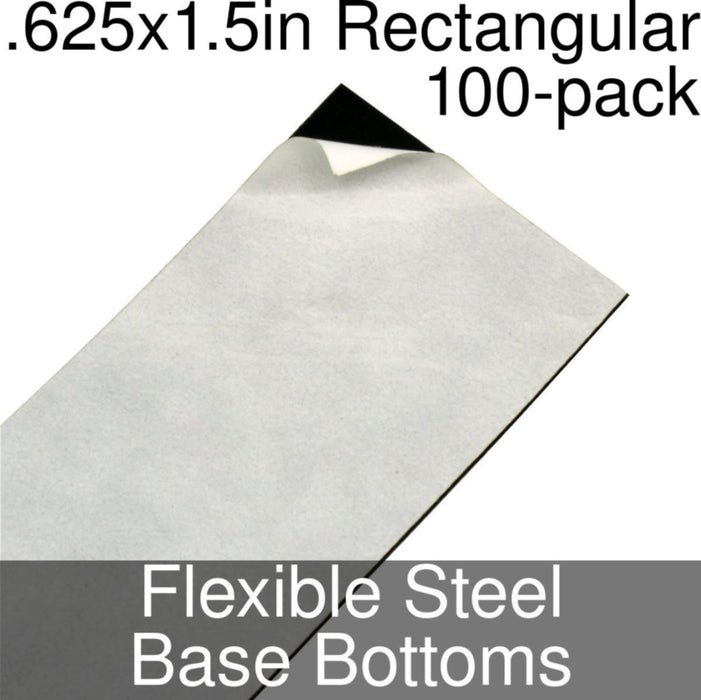 Miniature Base Bottoms, Rectangular, .625x1.5inch, Flexible Steel (100) - LITKO Game Accessories
