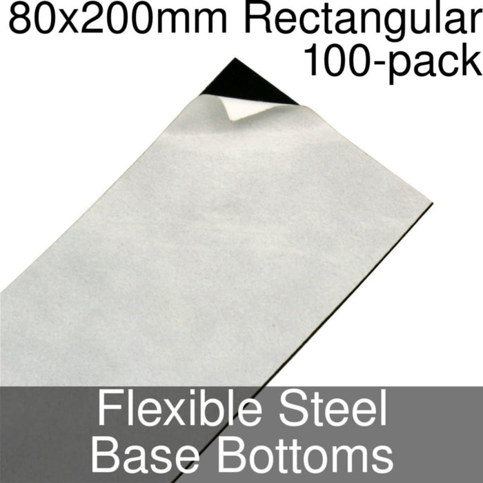 Miniature Base Bottoms, Rectangular, 80x200mm, Flexible Steel (100)-Miniature Bases-LITKO Game Accessories