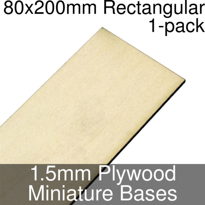 Miniature Bases, Rectangular, 80x200mm, 1.5mm Plywood (1)-Miniature Bases-LITKO Game Accessories