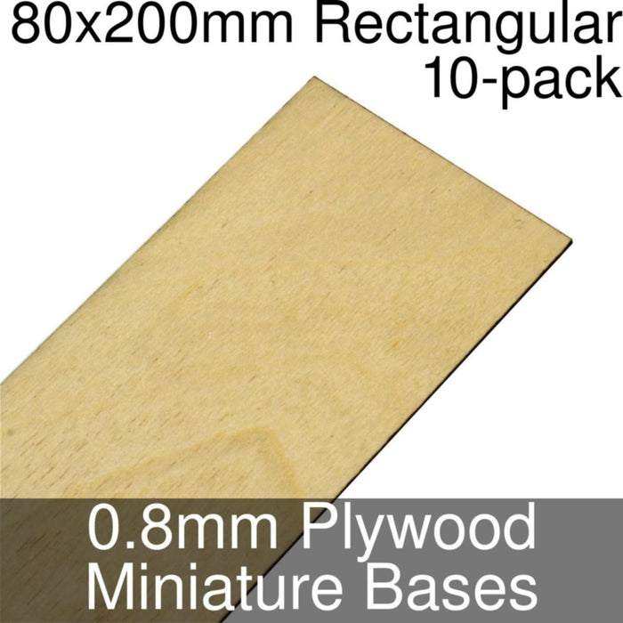 Miniature Bases, Rectangular, 80x200mm, 0.8mm Plywood (10)-Miniature Bases-LITKO Game Accessories