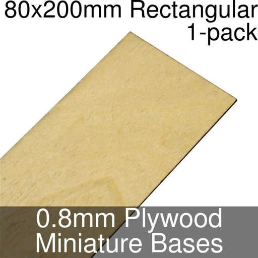 Miniature Bases, Rectangular, 80x200mm, 0.8mm Plywood (1)-Miniature Bases-LITKO Game Accessories