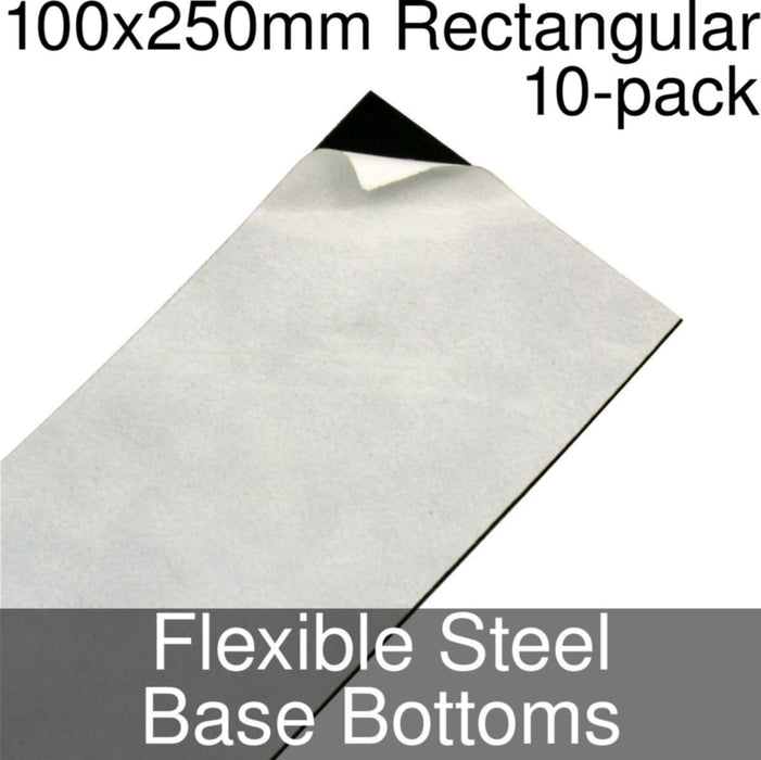 Miniature Base Bottoms, Rectangular, 100x250mm, Flexible Steel (10) - LITKO Game Accessories