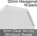 Miniature Bases, Hexagonal, 32mm, 3mm Clear (10)-Miniature Bases-LITKO Game Accessories