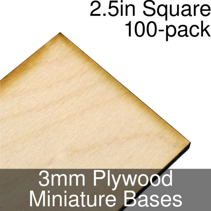 Miniature Bases, Square, 2.5inch, 3mm Plywood (100)-Miniature Bases-LITKO Game Accessories