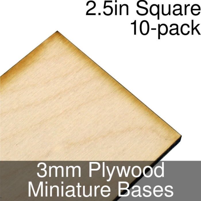 Miniature Bases, Square, 2.5inch, 3mm Plywood (10)-Miniature Bases-LITKO Game Accessories