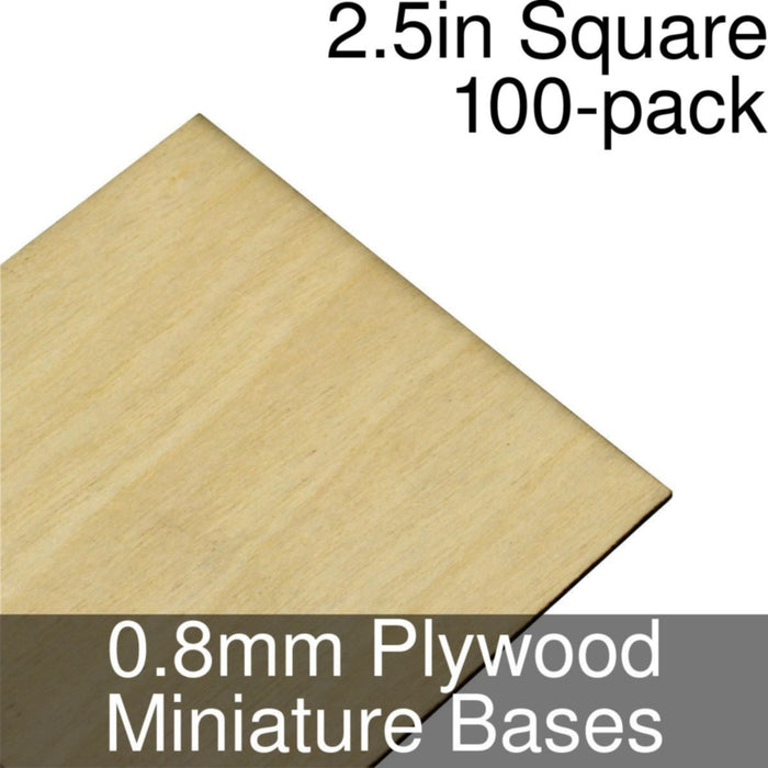 Miniature Bases, Square, 2.5inch, 0.8mm Plywood (100)-Miniature Bases-LITKO Game Accessories
