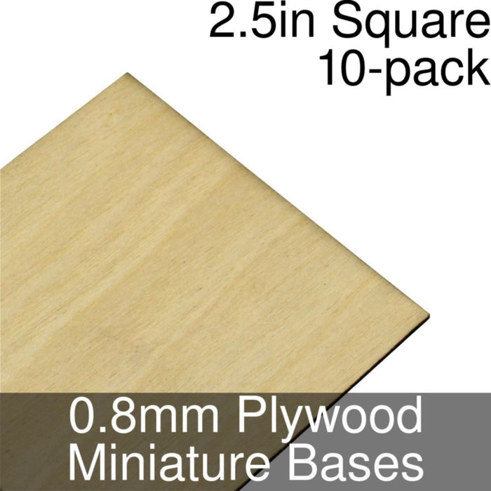Miniature Bases, Square, 2.5inch, 0.8mm Plywood (10)-Miniature Bases-LITKO Game Accessories