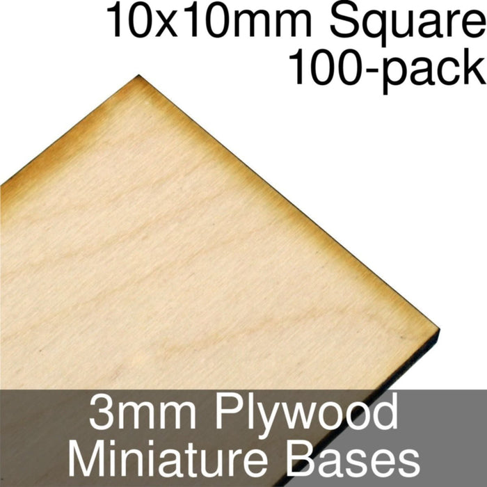 Miniature Bases, Square, 10x10mm, 3mm Plywood (100)-Miniature Bases-LITKO Game Accessories