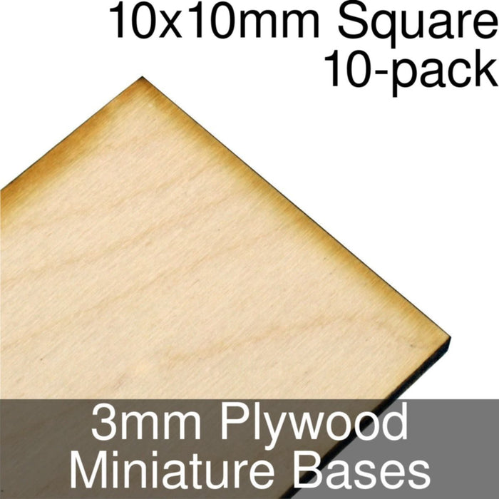 Miniature Bases, Square, 10x10mm, 3mm Plywood (10) - LITKO Game Accessories