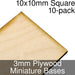 Miniature Bases, Square, 10x10mm, 3mm Plywood (10) - LITKO Game Accessories