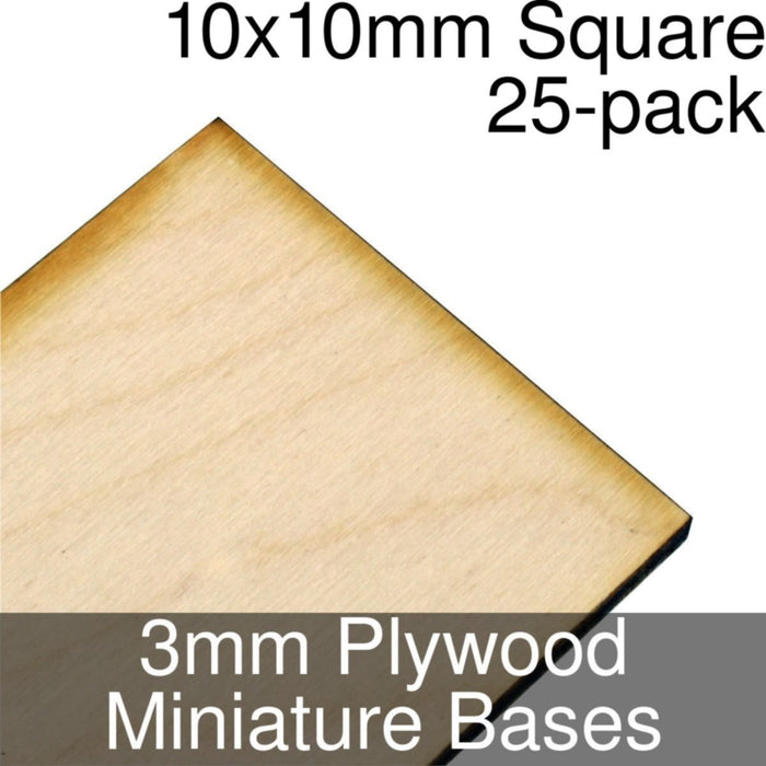 Miniature Bases, Square, 10x10mm, 3mm Plywood (25)-Miniature Bases-LITKO Game Accessories