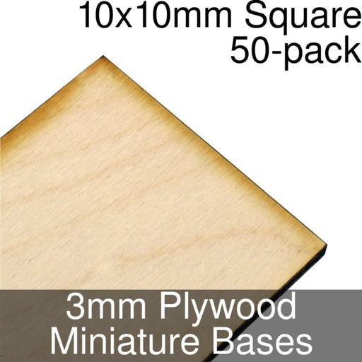 Miniature Bases, Square, 10x10mm, 3mm Plywood (50)-Miniature Bases-LITKO Game Accessories