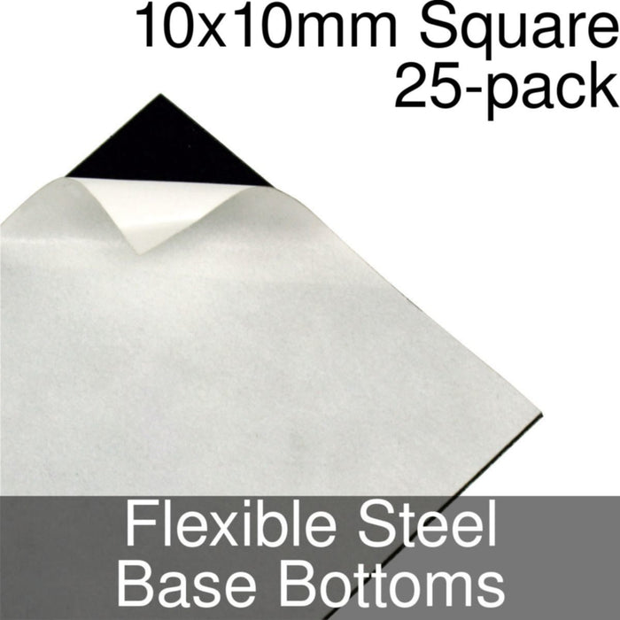 Miniature Base Bottoms, Square, 10x10mm, Flexible Steel (25)-Miniature Bases-LITKO Game Accessories
