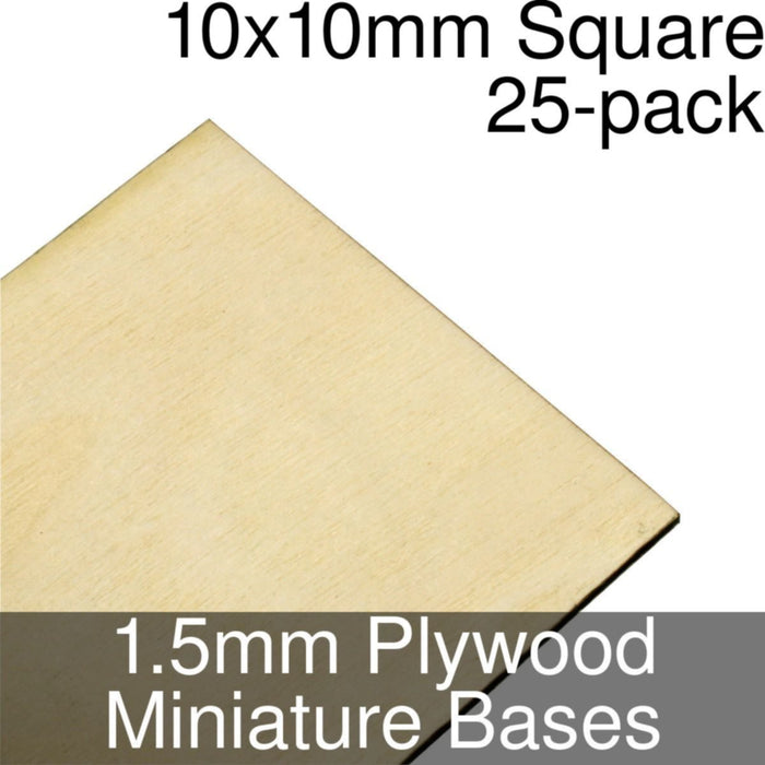 Miniature Bases, Square, 10x10mm, 1.5mm Plywood (25)-Miniature Bases-LITKO Game Accessories