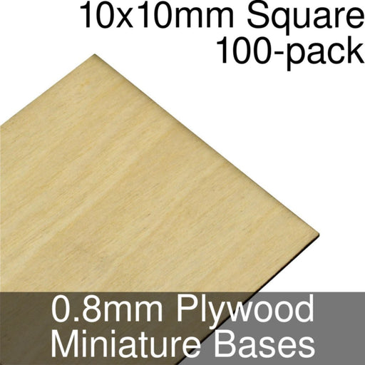 Miniature Bases, Square, 10x10mm, 0.8mm Plywood (100)-Miniature Bases-LITKO Game Accessories
