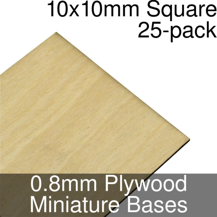 Miniature Bases, Square, 10x10mm, 0.8mm Plywood (25) - LITKO Game Accessories