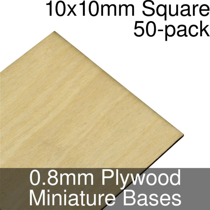 Miniature Bases, Square, 10x10mm, 0.8mm Plywood (50)-Miniature Bases-LITKO Game Accessories