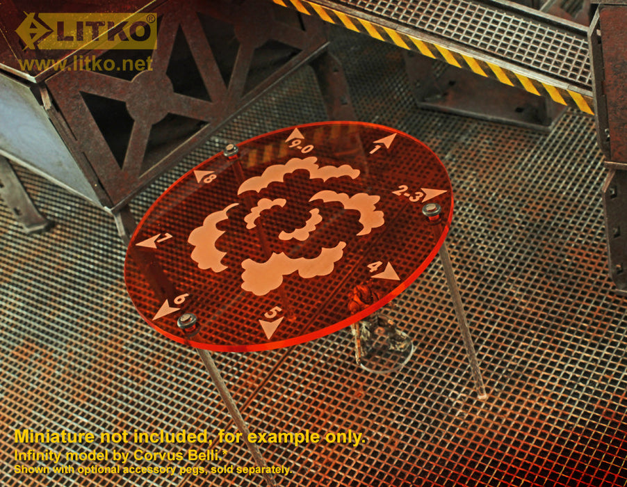 LITKO 120mm Directional Explosion Template, Fluorescent Amber-Movement Gauges-LITKO Game Accessories