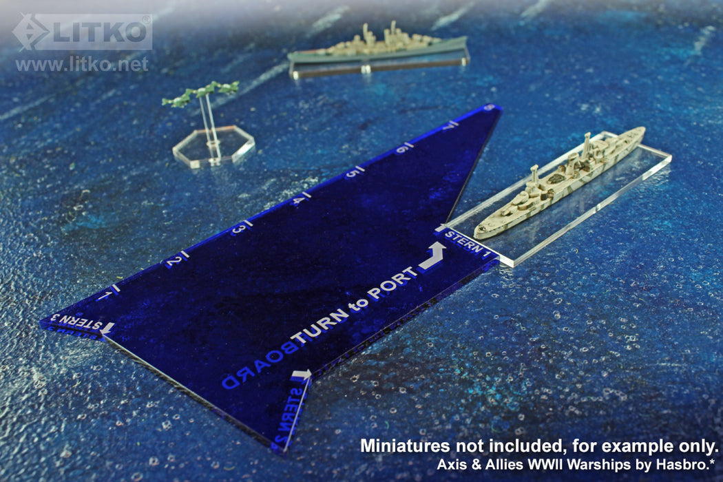 LITKO Naval Turn Key Template, Translucent Blue-Movement Gauges-LITKO Game Accessories