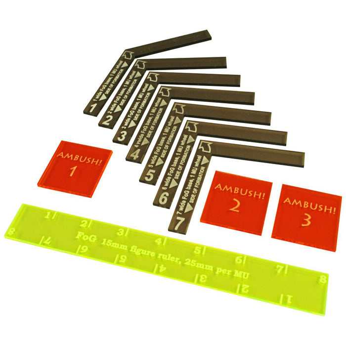 LITKO 15mm Template Set compatible with FoG, Muti-Color (11)-Movement Gauges-LITKO Game Accessories