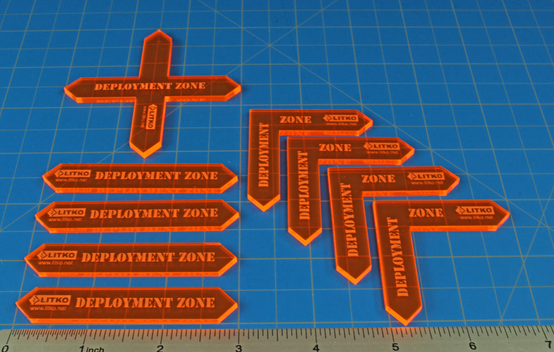LITKO Deployment Zone Template Set, Fluorescent Orange (9) - LITKO Game Accessories