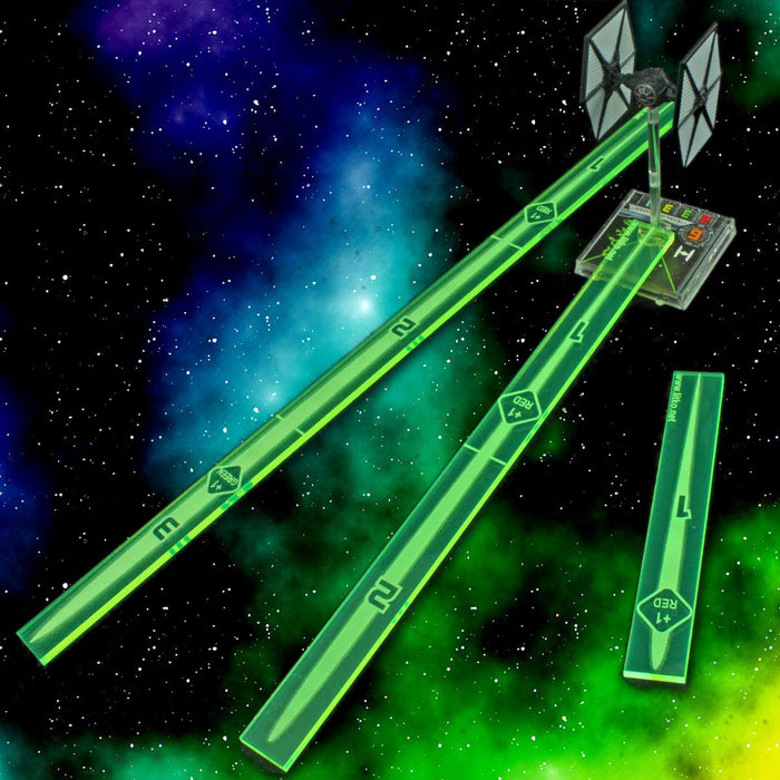 LITKO Space Fighter Multi-Range Fire Gauge Set Compatible with Star Wars: X-Wing, Fluorescent Green (3)-Range Fire Gauge-LITKO Game Accessories
