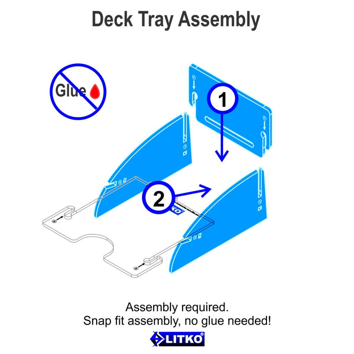 LITKO Deck Tray (Short, Holds 40-60 Standard US/Euro Sized Cards) Fluorescent Blue-Card Deck Tray-LITKO Game Accessories