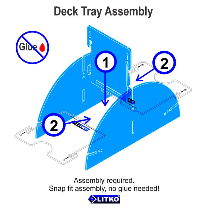 LITKO Card Deck Tray with Discard Tray (Medium, Holds 75-100 Standard US/Euro Sized Card) Fluorescent Blue-Card Deck Tray-LITKO Game Accessories