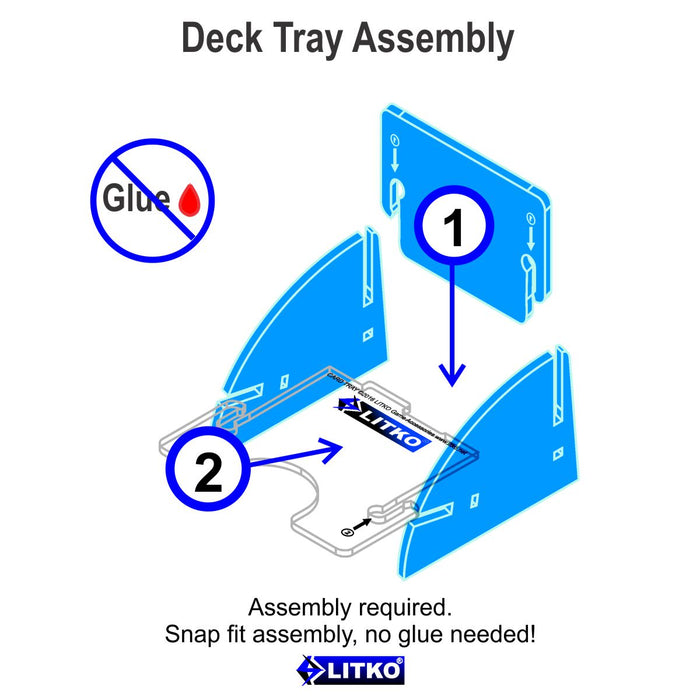 LITKO Mini-Sized Card Deck Tray (Short, Holds 40-60 Cards) Fluorescent Blue-Card Deck Tray-LITKO Game Accessories