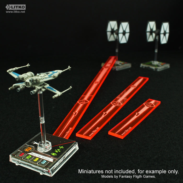 LITKO Space Fighter Multi-Range Fire Gauge Set Compatible with Star Wars: X-Wing, Fluorescent Pink (3)-Range Fire Gauge-LITKO Game Accessories
